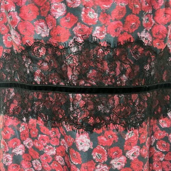 Kay Unger New York Black Pink Cap Sleeve Floral Lace Accent Mini Dress size L - Picture 4 of 10